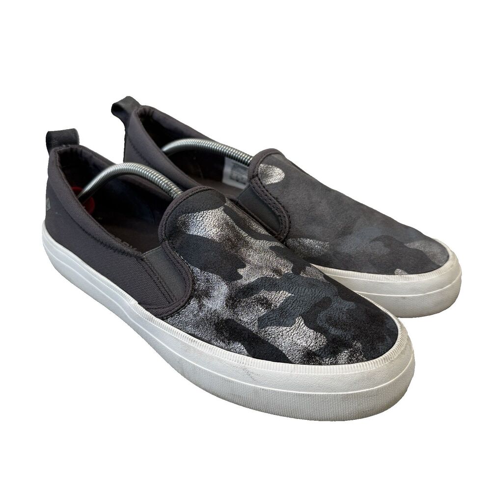 Sperry Crest Twin Gore Womens 9M Silver Blue Metallic Camo Sneakers EUC